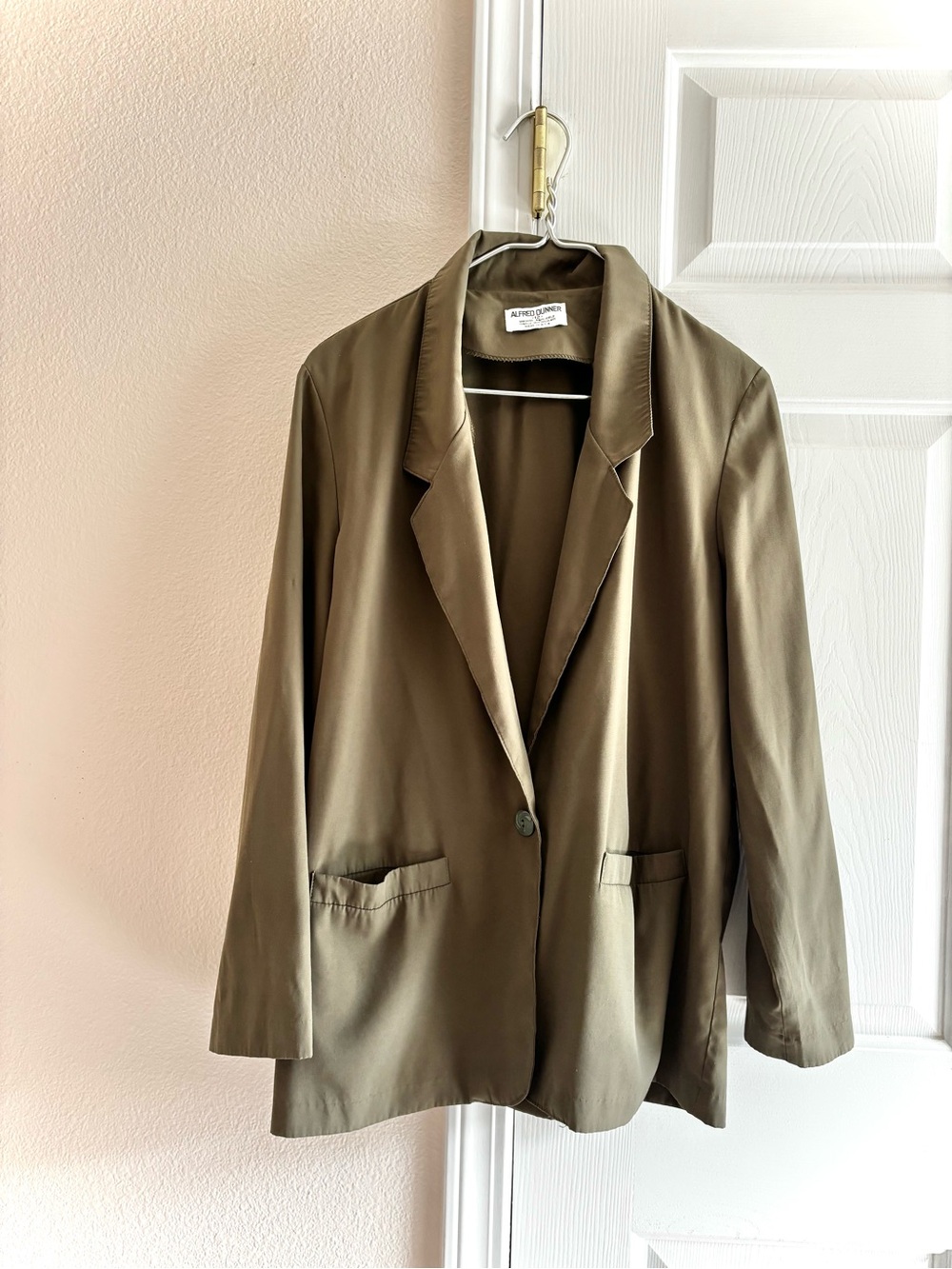 Alfred Dunner 80s Vintage Olive Green Single Button Blazer Size 12 Loose Fit